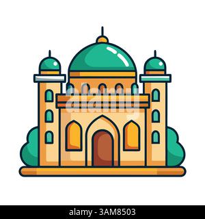 Illustrazione dell'icona Mosque Vector. Concetto icona Moslem Building Icon isolato Premium Vector. Flat Cartoon Style Free Vector e Free EPS Illustrazione Vettoriale