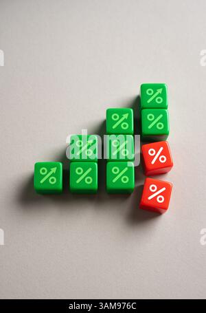 Un rapido calo dei prezzi azionari e indicizzati. Crollo del mercato azionario. Improvvisi cali dei valori azionari e dei tassi di interesse, instabilità finanziaria. PAN per gli investitori Foto Stock