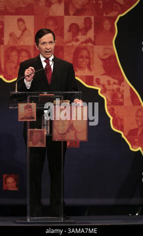 28 giugno 2007 - il candidato democratico alla presidenza, il Rep. Dennis Kucinich dell'Ohio, parla durante gli All American Presidential Forums sulla PBS alla Howard University di Washington D.C. giovedì 28 giugno 2007. (Andrew Councill/MCT) (immagine di credito: © Andrew Councill/mct/ZUMAPRESS.com) Foto Stock