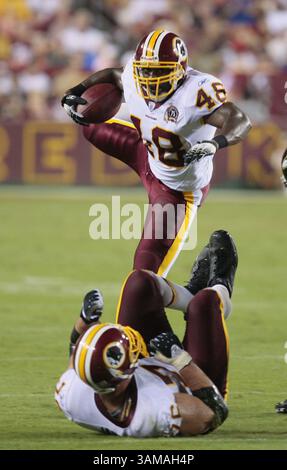 25 agosto 2007 - Stati Uniti - Ladell Betts dei Washington Redskins (46) corre contro i Baltimore Ravens nella prima metà della gara di pre-stagione a Landover, Maryland, domenica 25 agosto 2007. (Harry E. Walker/MCT) (immagine di credito: © Harry E. Walker/mct/ZUMAPRESS.com) Foto Stock