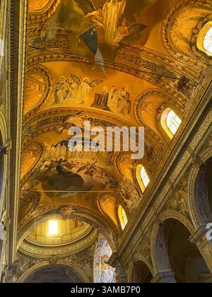 Affreschi del soffitto barocco - Cattedrale di Acireale, Sicilia Foto Stock