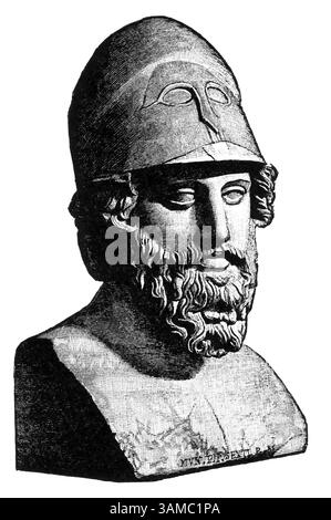 Temistocle (524 a.C. circa – 460 circa) è stato un politico ateniese e stratega navale che fu il creatore della potenza marittima ateniese e il principale salvatore della Grecia dalla sottomissione all'impero persiano nella battaglia di Salamina del 480 a.C.. Foto Stock