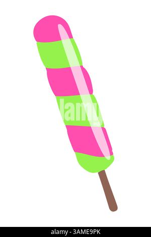 Gelato colorato su un bastoncino in estate Illustrazione Vettoriale