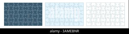 Set di pezzi di puzzle. Puzzle puzzle con 48 pezzi di contorno griglia. Modello puzzle. Illustrazione Vettoriale