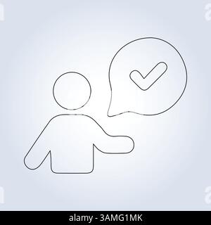 Icone di contorno di accettazione, simboli, segni moderni, pittogrammi lineari, grafica vettoriale Illustrazione Vettoriale