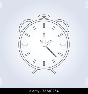 Icone del contorno dell'orologio, simboli, segni moderni, pittogrammi lineari, grafica vettoriale Illustrazione Vettoriale