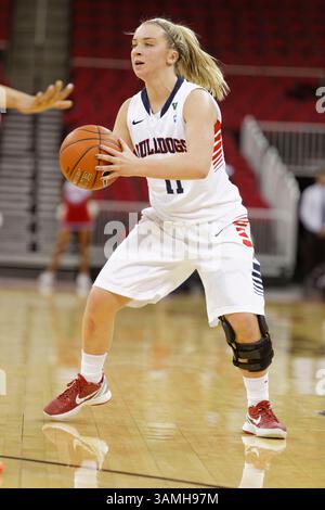 25 gennaio 2014 - Fresno, CS, USA - 25 gennaio 2014 Fresno, CA - Fresno State Guard Alex Furr nel gioco tra la University of Nevada Las Vegas Runnin' Rebels e i Fresno State Bulldogs al Save Mart Center di Fresno, CA. Fresno State ha vinto il gioco 70 a 52. (Credit Image: © Phil Hawkins/Cal Sport Media/ZUMAPRESS.com) Foto Stock