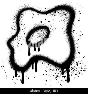 Uova fritte in stile graffiti urbani con vernice spray nera. illustrazione vettoriale. Illustrazione Vettoriale
