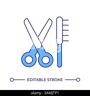 Icona del colore delle forbici e della linea pettine Illustrazione Vettoriale