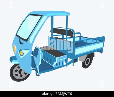 Illustrazione vettoriale isolata di tuk tuk. Modalità di trasporto africana e asiatica. Illustrazione Vettoriale