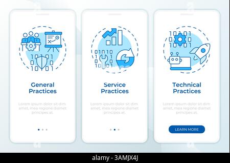 ITIL utilizza la schermata blu onboarding dell'app mobile Illustrazione Vettoriale