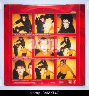 Copertina posteriore della versione da sette pollici di Won't You Hold My Hand Now dei King, pubblicata nel 1984 Foto Stock