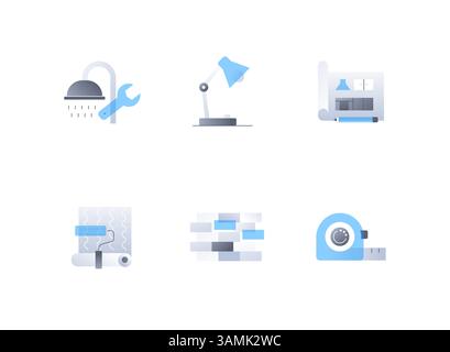 Strumenti di riparazione domestica - Set di icone di stile di design piatto Illustrazione Vettoriale