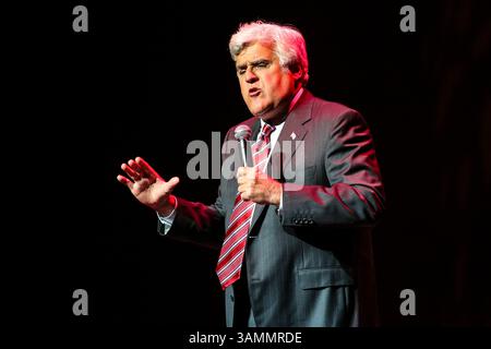 28 marzo 2014 - Durham, Carolina del Nord, U. S - JAY LENO porta il suo tour del 2014 al Durham Performing Arts Center di Durham, North Carolina. (Immagine di credito: © Andy Martin Jr./ZUMAPRESS.com) Foto Stock