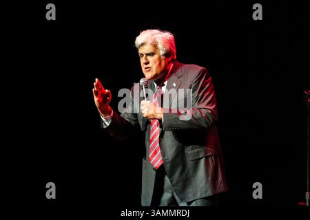 28 marzo 2014 - Durham, Carolina del Nord, U. S - JAY LENO porta il suo tour del 2014 al Durham Performing Arts Center di Durham, North Carolina. (Immagine di credito: © Andy Martin Jr./ZUMAPRESS.com) Foto Stock