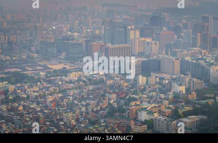 Vista aerea del centro di Seoul, Corea del Sud. Foto Stock