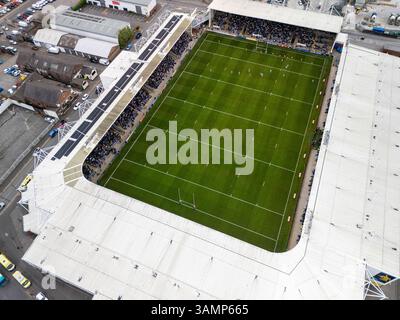 Immagine aerea dell'Halliwell Jones Stadium di Warrington, Regno Unito Foto Stock