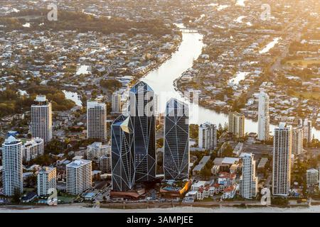 Vista aerea dell'edificio Jewel a Surfers Paradise, Queensland, Australia. Foto Stock