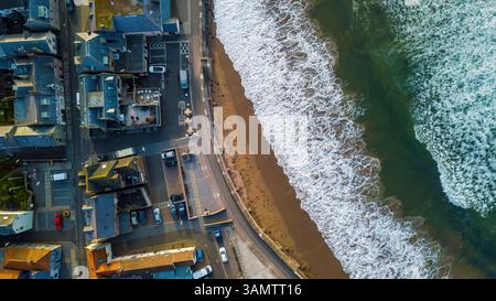 Vista aerea di Eyemouth Harbour, Scottish Borders, Regno Unito. Foto Stock