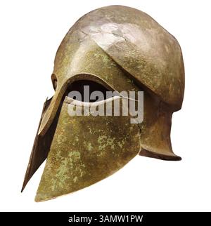 Elmetto in bronzo di tipo corinzio tardo vi secolo a.C. Foto Stock