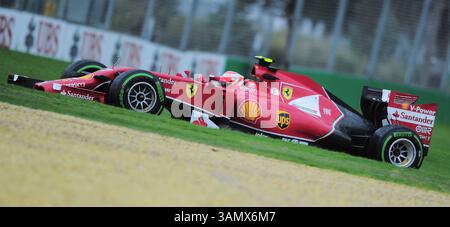 15 marzo 2014 - Melbourne, Victoria, Australia - Kimi Raikkonen (fin) della Scuderia Ferrari alla guida di una Ferrari 059/3 durante le qualifiche del terzo giorno del Gran Premio d'Australia di Formula 1 2014, Melbourne, Australia. (Immagine di credito: © Theo Karanikos/ZUMAPRESS.com) Foto Stock