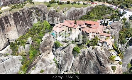 Monastero di Agiou Stephanou (Santo Stefano), Meteora, Grecia. Foto Stock