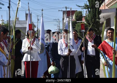 Processione della domenica delle Palme a Huejotzingo, Puebla, Messico. Foto Stock