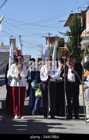 Processione della domenica delle Palme a Huejotzingo, Puebla, Messico. Foto Stock