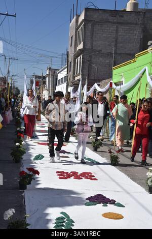 Processione della domenica delle Palme a Huejotzingo, Puebla, Messico. Foto Stock