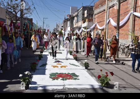 Processione della domenica delle Palme a Huejotzingo, Puebla, Messico. Foto Stock