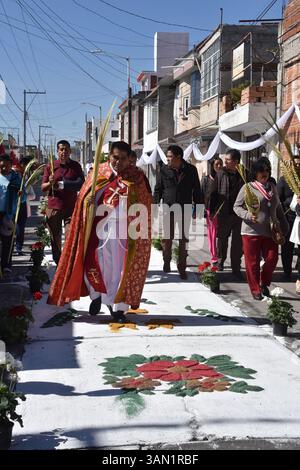 Processione della domenica delle Palme a Huejotzingo, Puebla, Messico. Foto Stock