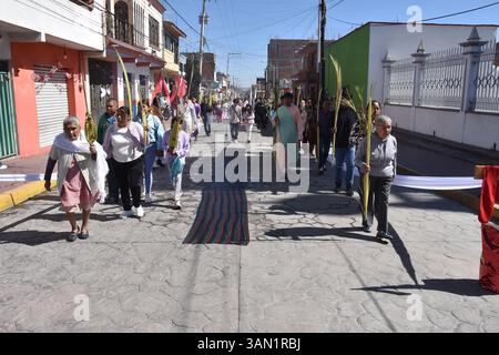 Processione della domenica delle Palme a Huejotzingo, Puebla, Messico. Foto Stock