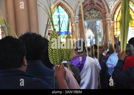 Processione della domenica delle Palme a Huejotzingo, Puebla, Messico. Foto Stock