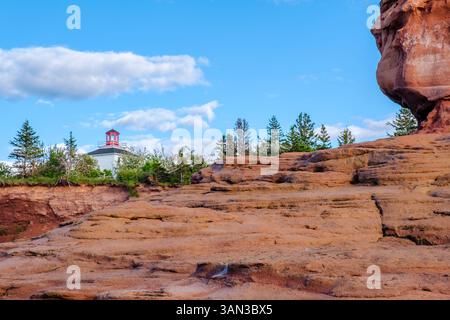 Burntcoat Head Park, paesaggio oceanico, distese fangose della baia di Fundy, faro della nuova Scozia, Maritimes Canada Foto Stock