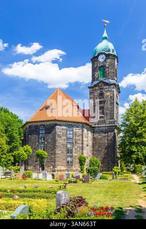 Dorfkirche Lohmen, Sächsische Schweiz, Sachsen, Deutschland *** chiesa del villaggio di Lohmen, Svizzera sassone, Sassonia, Germania Foto Stock
