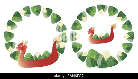 Collezione di cornici decorative per Dragon Boat Illustrazione Vettoriale