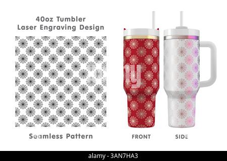 Struttura a spirale. Incisione laser senza cuciture per bicchiere da 40 once. Avvolgimento completo. Illustrazione vettoriale. Illustrazione Vettoriale