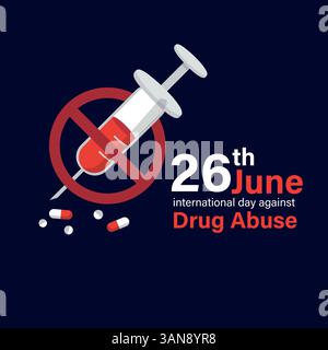 Giornata anti droga 26 giugno, giornata internazionale contro, abuso di droga modelli illustrazione Illustrazione Vettoriale