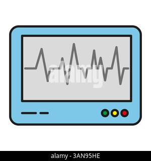 Icona monitor medico. Schermata frequenza cardiaca. Simbolo del dispositivo sanitario. Apparecchiatura vettoriale blu. Illustrazione Vettoriale