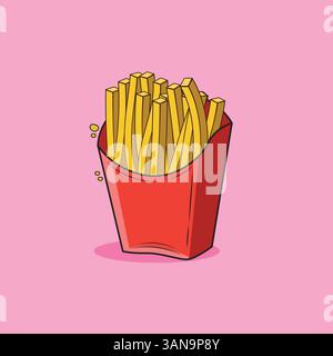 Illustrazione vettoriale di cartoni di fast food patatine fritte Illustrazione Vettoriale