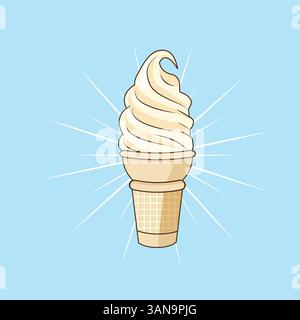 Immagine grafica vettoriale del cono di ghiaccio al gusto di vaniglia Illustrazione Vettoriale
