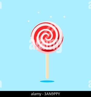 Dolce caramelle Lollipop a cartoni animati dal design piatto Illustrazione Vettoriale