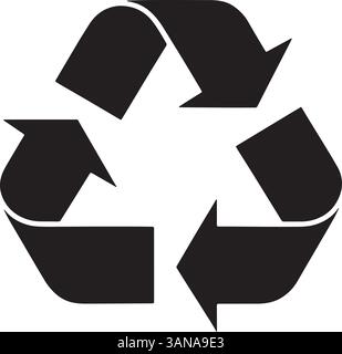 Simbolo di riciclaggio verde silhouette vettore o icona di riciclaggio ecocompatibile per applicazioni e siti Web Illustrazione Vettoriale
