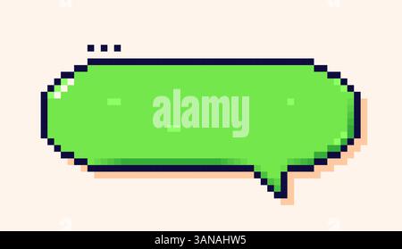 Fumetto con sfondo verde disegnato in stile pixel art. Illustrazione Vettoriale