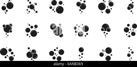 Icona bolle di sapone solido. Gruppo di bolle d'aria fluttuanti con simbolo di silhouette riflesso. Illustrazione del vettore isolato Illustrazione Vettoriale