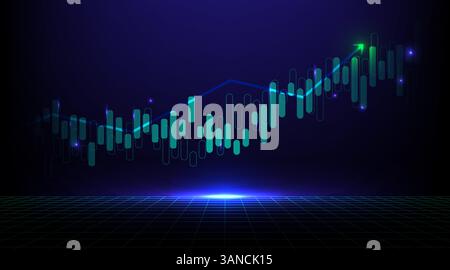 Mercato azionario o forex trading grafico e candelabro grafico adatto per gli investimenti finanziari concetto. Economia sullo sfondo delle tendenze per l'idea di business e di un Illustrazione Vettoriale