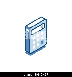icona lineare del calcolatore vettoriale isometrico, a colori isolato su sfondo bianco, analisi finanziarie e contabilità Illustrazione Vettoriale