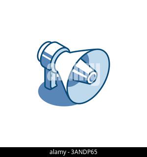 icona lineare del diffusore vettoriale isometrico, a colori su sfondo bianco, marketing, attrazione o pubblicità Illustrazione Vettoriale