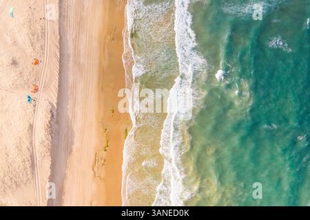 Vista aerea della spiaggia, Taiba, São Goncalo do Amarante, Ceará, Brasile Foto Stock