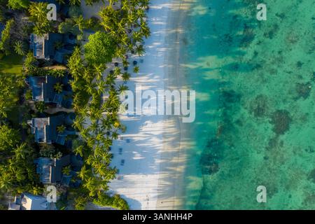 Veduta aerea di Trou aux Biches, una splendida spiaggia lungo la costa, Mauritius. Foto Stock